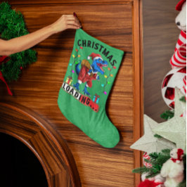 Blauwe Dinosaurus T Rex Kerst Laden T-shirt Kleine Kerstsok