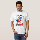 Blauwe dinosaurus T Rex-kerstlading T-shirt (Voorkant volledig)