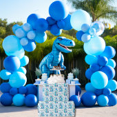 Blauwe Dinosaurus T-Rex Kinder Jongen Verjaardagsf Cadeaupapier