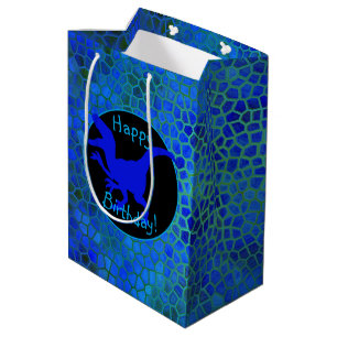Blauwe dinosaurus Verberg Gelukkige Verjaardag! Medium Cadeauzakje