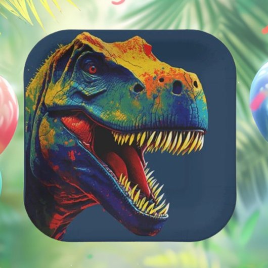 Blauwe Dinosaurus Verjaardag Papieren Bordje