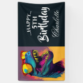 Blauwe Dinosaurus verjaardag Spandoek (Verticaal)