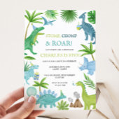 Blauwe Dinosaurus Verjaardag Uitnodiging