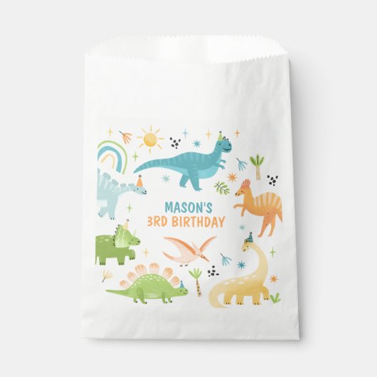 Blauwe Dinosaurus Verjaardagsfeestje Bedankzakje (Voorkant)