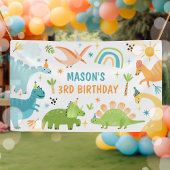 Blauwe Dinosaurus Verjaardagsfeestje Spandoek