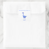 Blauwe Dinosaurus Vierkante Sticker (Tas)