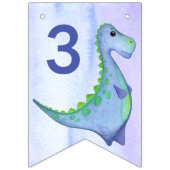 Blauwe Dinosaurus Voeg leeftijd verjaardag Dino Pa Vlaggetjes (Eerste vlag)