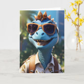 Blauwe dinosaurus wandelaar | KAART (Gele Bloem)