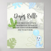 Blauwe dinosaurusballon voor Raffle Poster (Voorkant)