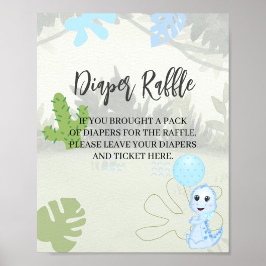 Blauwe dinosaurusballon voor Raffle Poster (Voorkant)