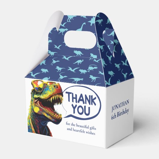 Blauwe dinosauruspatronen kinder bedankdoosjes (Voorkant Zijde)