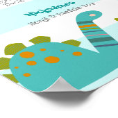 Blauwe dinosaurussen foto jongen 1e verjaardag mij poster (Hoek)