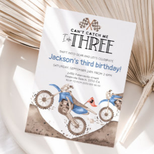 Blauwe Dirt Bike 3e verjaardag - Kan me niet pakke Kaart