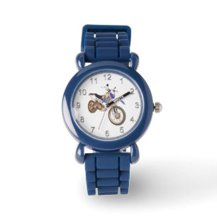 Blauwe Dirt Bike Motorfiets, Horloge