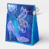 Blauwe Disco Bal en Glitter Hak Favor doos Bedankdoosjes (Achterkant)