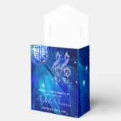 Blauwe Disco Bal en Glitter Hak Favor doos Bedankdoosjes (Geopend)