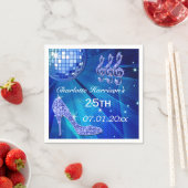 Blauwe Disco Bal en Glitter Hakken 25e Servetten (Insitu)