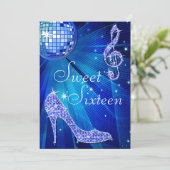Blauwe Disco bal en hakken 16e verjaardag Kaart (Staand voorkant)