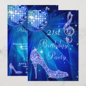 Blauwe Disco Bal en hakken 21e verjaardag Kaart (Voorkant / Achterkant)