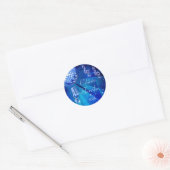 Blauwe Disco Bal en Retro Microfoon 10e Verjaardag Ronde Sticker (Envelop)
