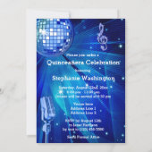 Blauwe Disco Bal en Retro Microfoon Quinceañera Kaart (Achterkant)