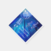 Blauwe Disco Bal en Retro Microfoon Sweet 16 Servetten (Hoek)