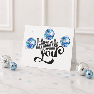 Blauwe Disco Bal Retro Disco Baby Shower Bedankkaart