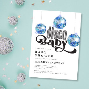 Blauwe Disco Bal Retro Disco Baby Shower Kaart
