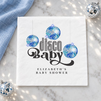 Blauwe Disco Bal Retro Disco Baby Shower Servet