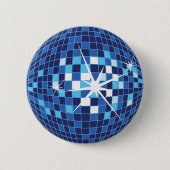 blauwe Disco Ball Pin Ronde Button 5,7 Cm (Voorkant)