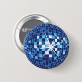 blauwe Disco Ball Pin Ronde Button 5,7 Cm (Voorkant /achterkant)