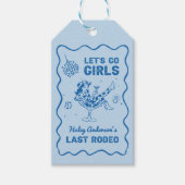 Blauwe Disco Cowgirl Rodeo Bachelorette Weekend Cadeaulabel (Voorkant)