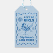 Blauwe Disco Cowgirl Rodeo Bachelorette Weekend Cadeaulabel (Achterkant)