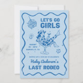 Blauwe Disco Cowgirl Rodeo Bachelorette Weekend Kaart (Voorkant)