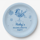 Blauwe Disco Cowgirl Rodeo Bachelorette Weekend Papieren Bordje (Voorkant)