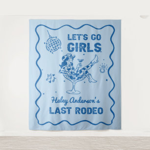 Blauwe Disco Cowgirl Rodeo Bachelorette Weekend Wandkleed