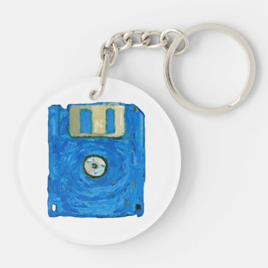 Blauwe diskette van Vincent van Gogh Sleutelhanger (Achterkant)