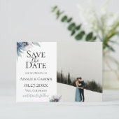 Blauwe Distel Anemoon Foto Save The Date Aankondiging (Staand voorkant)