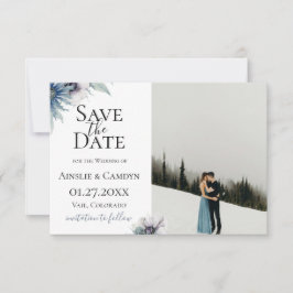 Blauwe Distel Anemoon Foto Save The Date Aankondiging