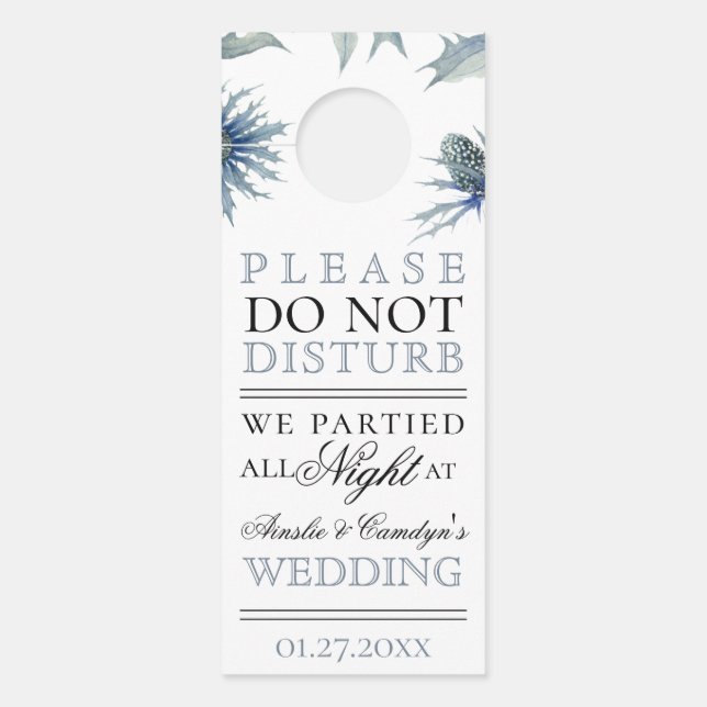 Blauwe distel botanisch deurhanger (Voorkant)