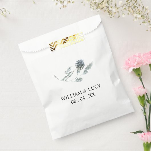 Blauwe distel botanische bloemenbruiloft bedankzakje (Gezegeld)