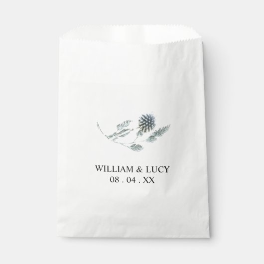 Blauwe distel botanische bloemenbruiloft bedankzakje (Voorkant)