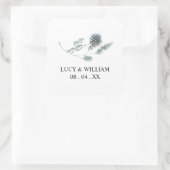 Blauwe distel botanische bloemenbruiloft dank u vierkante sticker (Tas)