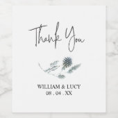 Blauwe distel botanische bloemenbruiloft dank u wijn etiket (Enkel label)