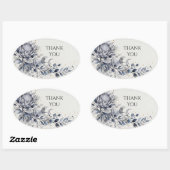 Blauwe Distel Botanische Trouw Dank Je Ovale Sticker (Vel)