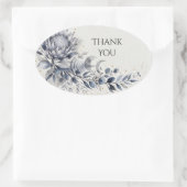 Blauwe Distel Botanische Trouw Dank Je Ovale Sticker (Tas)