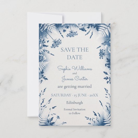 Blauwe Distel Eucalyptus Bewaar de Datum Save The Date (Voorkant)