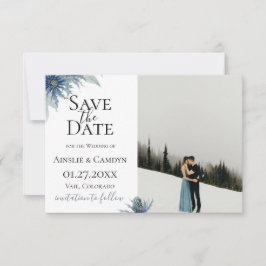Blauwe Distel Foto Save The Date Aankondiging