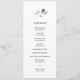 Blauwe distel huwelijksceremonie programma programmakaart