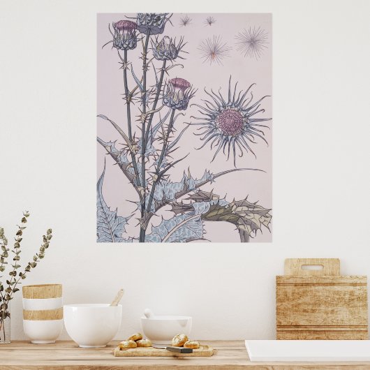 blauwe distel poster (Keuken)